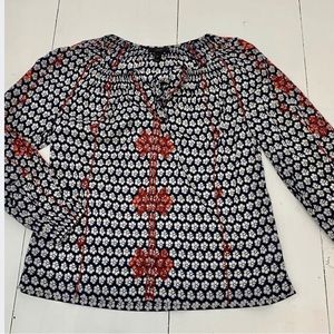 J. Crew ¾ Sleeve Embroidered Peasant Top